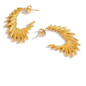 1 Pair Stainless Steel Gold Color Hoop Earrings h5