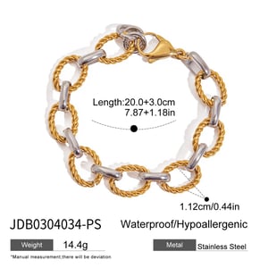 1 Stück Simple Series Daily Twist Edelstahl Goldfarben Damen Kettenarmbänder h5 Bild2