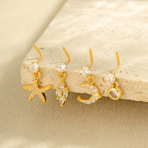 1 Piece Simple Series Simple Heart Copper   Gold Color  Zircon Women's Nose Stud h5 Picture4