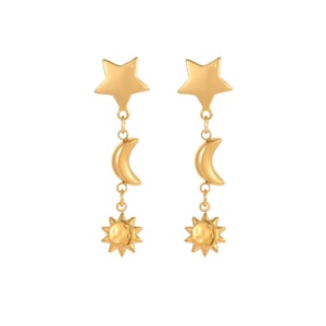 Sun/Moon Stainless Steel  Gold Color Women's Dangle Earrings h5 Picture5