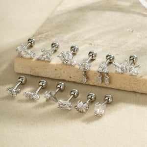 1 Piece Exquisite Copper Gold Color Zircon Women's Piercings Earrings h5 Picture3