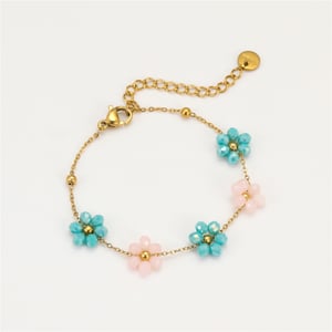 Sweet Flower Stainless Steel Gold Color Women's Chain Bracelets h5 Picture5