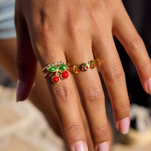 1 Piece Cherry Stainless Steel Gold Color Statement Rings h5 Picture3