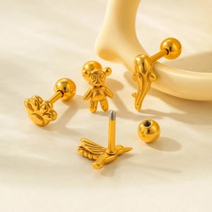 1 Stück Edelstahl Goldfarben Piercings Ohrring h5 Bild3