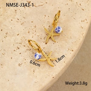 Vacation Geometric Stainless Steel  Gold Color Women's Dangle Earrings h5