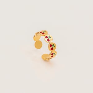 1 Piece Cherry Stainless Steel Gold Color Statement Rings h5 Picture6