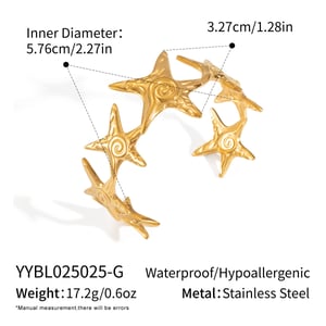 1 Piece Starfish Stainless Steel Gold Color Cuff Bracelet h5