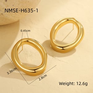 Simple Geometric Stainless Steel Gold Color Women's Stud Earrings h5