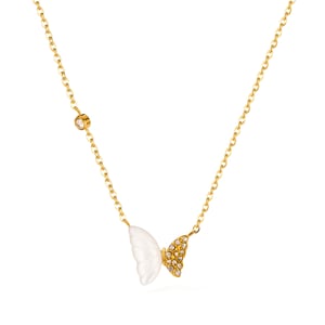 1 pezzo di collana con ciondolo a forma di farfalla in acciaio inossidabile color oro da donna h5