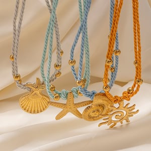 1 Piece Starfish Stainless Steel Gold Color Pendant Necklaces h5 Picture3