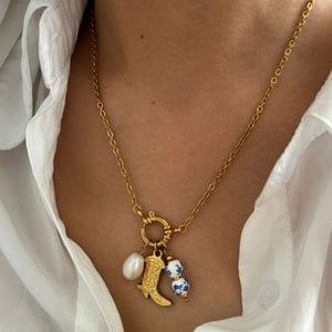 1 Piece Boots Stainless Steel Gold Color Pendant Necklace h5 Picture2