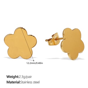 1 Pair Simple Flower Stainless Steel Gold Color Stud Earrings h5