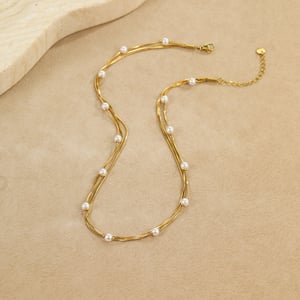 Elegant Stainless Steel Gold Color Women's Chain Necklaces h5 Picture2