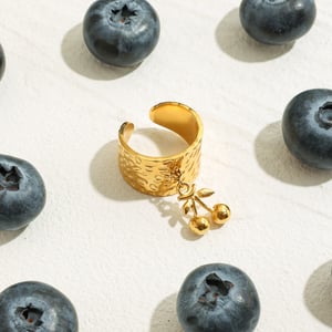1 stuk romantische serie kersen roestvrij staal goudkleurige statement ringen h5 Afbeelding8