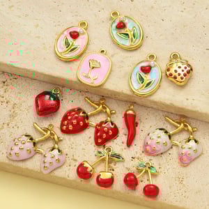 1 Piece Romantic Series DIY Cherry Stainless Steel Gold Color Women's Pendants h5 Picture5