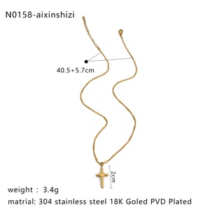 1 Piece Cross Stainless Steel Gold Color Pendant Necklace h5 Picture2