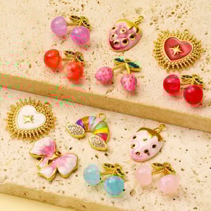 1 Piece Romantic Series DIY Cherry Stainless Steel Gold Color Women's Pendants h5 Picture4