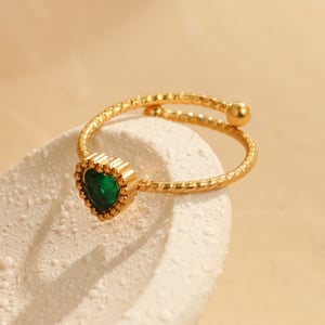 Retro Heart Stainless Steel  Gold Color Women's Adjustable Rings h5 Picture3