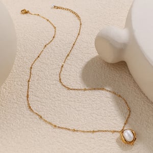 1 Piece Stainless Steel Gold Color Pearl Pendant Necklace h5 Picture4