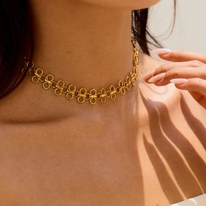 1 pair  clover stainless steel gold color women's chain necklaces h5 Picture3