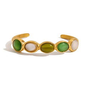 1 Piece Elegant Oval Stainless Steel Gold Color Women's Bangles h5