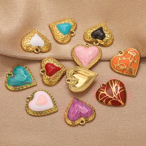 1 Piece DIY Colorful Heart Stainless Steel Women's Pendants h5 Picture3
