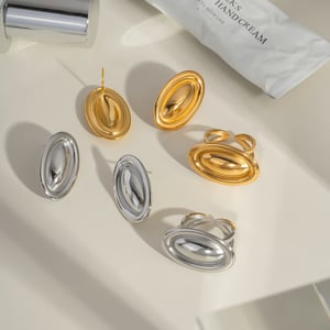 Simple Stainless Steel Gold Color Earring Sets h5 Picture3