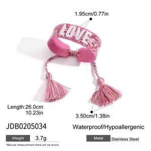 1 Piece Fashionable Series Bohemian Letter Cotton Women's Bangles h5