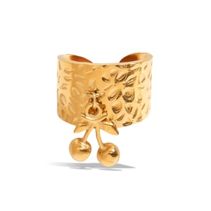 1 stuk romantische serie kersen roestvrij staal goudkleurige statement ringen h5