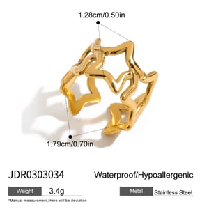 Bague classique en acier inoxydable couleur or avec étoile h5
