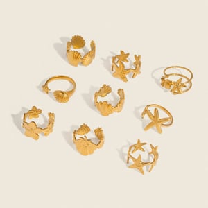1 Piece Oceanic Stainless Steel Gold Color Adjustable Ring h5 Picture4