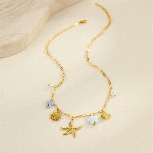 Romantische geometrische Edelstahl Gold Farbe Damen Anhänger Halsketten h5 Bild3