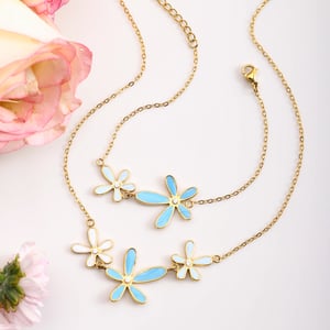 1 Stück zarte Blume Edelstahl Gold Farbe Damen Anhänger Halsketten h5 Bild7