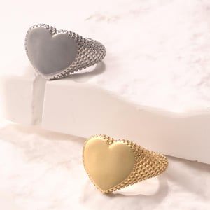 1 Piece Romantic Series Daily Heart Stainless Steel   Gold Color  Statement Rings h5 Picture3