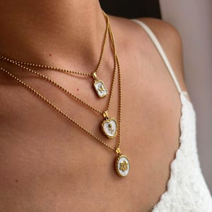 1 Piece Enamel Heart Stainless Steel Gold Color Pendant Necklace h5 Picture2