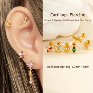 1 Piece Droplet Copper Zircon Women's Piercing Earrings h5 Picture5