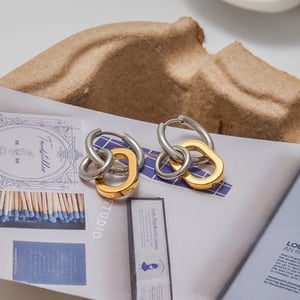 1 Pair Personality Round Stainless Steel Gold Color Women's Hoop Earrings h5 Picture7
