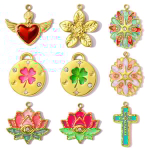 1 Piece Luxurious Series DIY Flower Stainless Steel Gold Color Women's Pendants h5 Picture4
