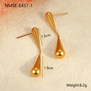 Simple Droplet Stainless Steel  Gold Color Women's Dangle Earrings h5