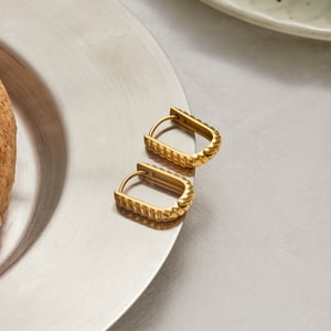 1 Pair Rectangular Stainless Steel Gold Color Women's Hoop Earrings h5 Picture8
