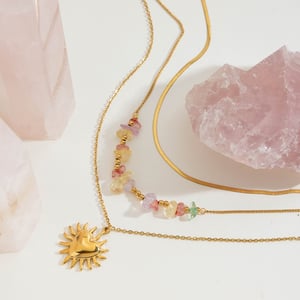 1 Piece Elegant Sun Stainless Steel Gold Color Women's Layered Necklaces h5 Picture5