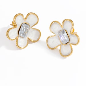 Romantic Simple Flower Stainless Steel Gold Color Women's Stud Earrings h5