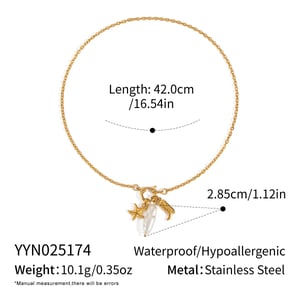 1 Piece Starfish Stainless Steel Gold Color Pearl Pendant Necklace h5
