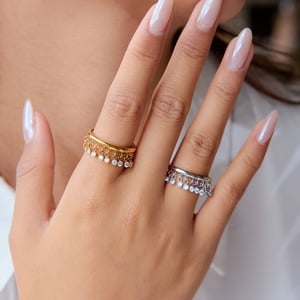 1 piece luxurious series  tassel stainless steel gold color women's gemstone rings h5 Picture5
