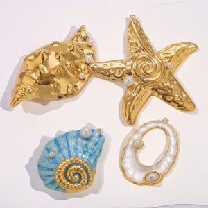 1 Piece Exquisite Marine Organism Stainless Steel Gold Color Women's Pendants h5 Picture3