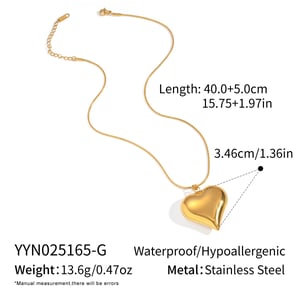 1 Piece Simple Heart Stainless Steel Gold Color Pendant Necklace h5