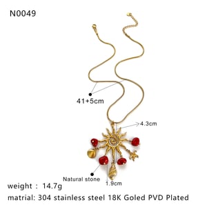 1 Piece Stainless Steel Gold Color  Natural Stone Pendant Necklace h5 Picture2