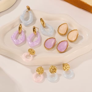 1 Paar Simple Series Tägliche geometrische Edelstahl Gold Farbe Damen Ohrring Sets h5 Bild3