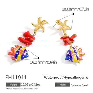 1 Pair Luxurious Series Simple Turtle Stainless Steel   Gold Color  Drop Earrings h5 Picture2