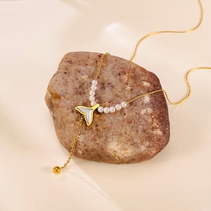 Collana con ciondolo a forma di coda di pesce in acciaio inossidabile color oro, da donna, serie semplice, 1 pezzo h5 Immagine6